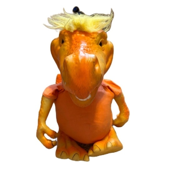 1991 DINO BRITES DINOSAUR HAPPINESS EXPRESS DINOSAUR Orange Yellow Kids Toy - Picture 1 of 6